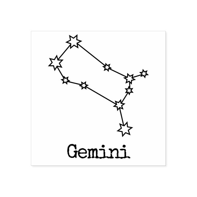 Carimbo De Borracha Estrelas Zodiac Celestial Horoscope Gemini (Impressão)