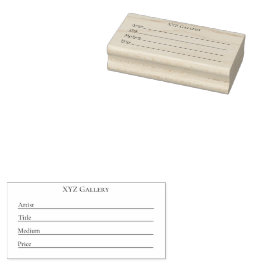 Carimbo De Borracha Etiqueta de Exposição da Galeria de Artes Modelo