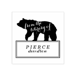 Carimbo De Borracha Etiqueta de livro infantil Urso Rústico