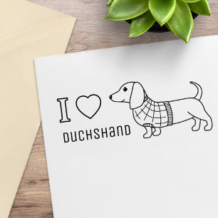 Carimbo De Borracha Eu Amo O Coração Dachshund Wiener Xadrez Sweater