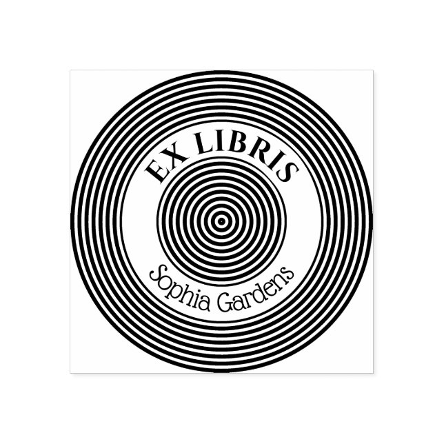 Carimbo De Borracha Ex Libris - Círculos Concentrados v1 (Impressão)