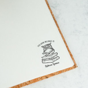 Carimbo De Borracha Ex-libris de Coruja Personalizado