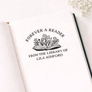 Carimbo De Borracha Ex libris de Livro Aberto Floral de Bookplate
