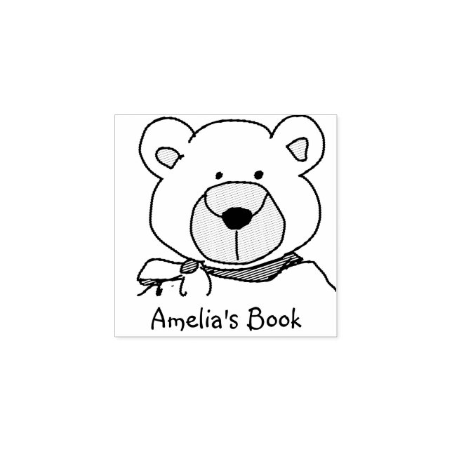 Carimbo De Borracha Ex-libris de Urso Teddy com Estilo (Impressão)
