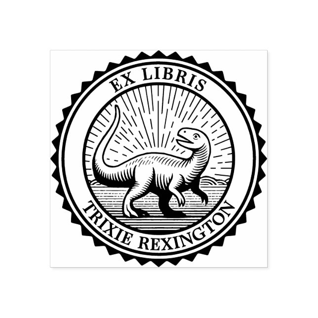 Carimbo De Borracha Ex Libris - Dinossauro (Impressão)