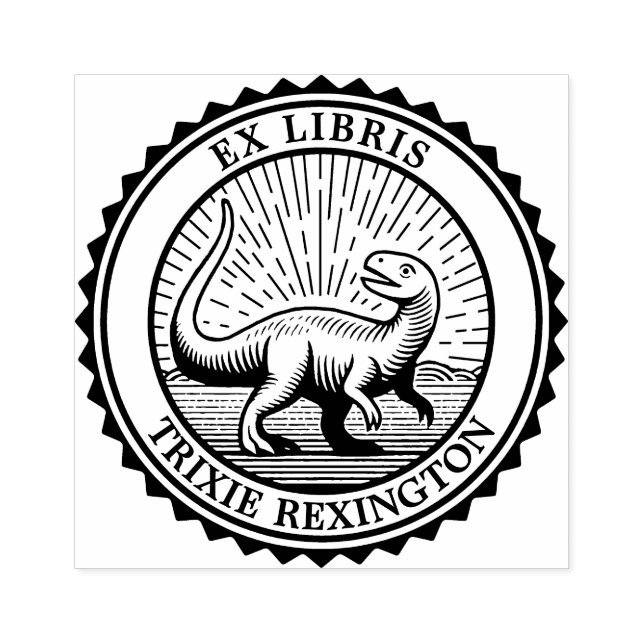 Carimbo De Borracha Ex Libris - Dinossauro (Impressão)
