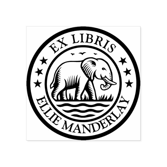 Carimbo De Borracha Ex Libris - Elefante Andando (Impressão)