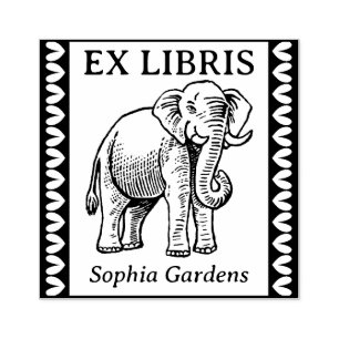 Carimbo De Borracha Ex-Libris - Elefante Indiano - Bordado