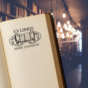 Carimbo De Borracha EX libris exlibris Biblioteca de livros coruja