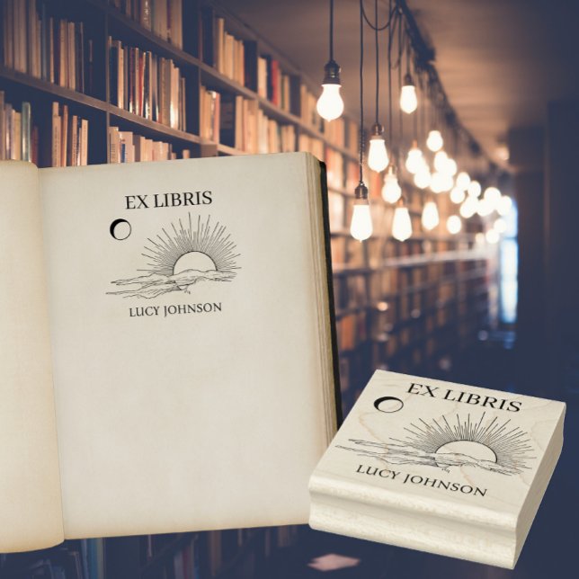 Carimbo De Borracha EX libris exlibris Livro biblioteca livraria sol l (Criador carregado)