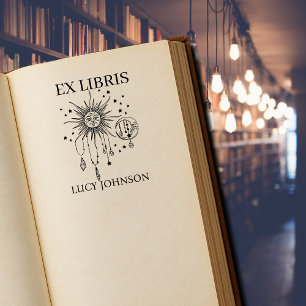 Carimbo De Borracha EX libris exlibris Livro biblioteca livraria sol l