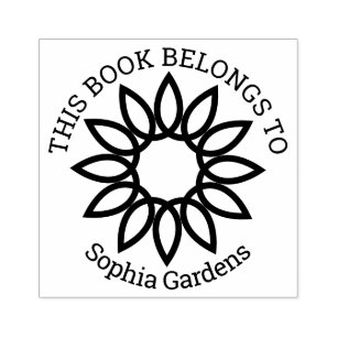 Carimbo De Borracha Ex Libris - Flor Geométrica 01