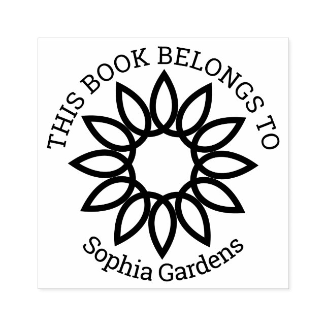 Carimbo De Borracha Ex Libris - Flor Geométrica 01 (Impressão)