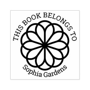 Carimbo De Borracha Ex Libris - Flor Geométrica 06