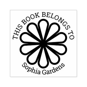 Carimbo De Borracha Ex Libris - Flor Geométrica 07