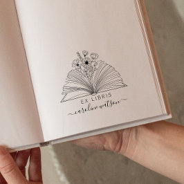 Carimbo de Borracha Ex libris Floral Elegante