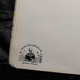 Carimbo De Borracha Ex-libris Floral Moderno de Caveira Da Biblioteca 