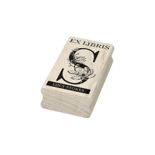 Carimbo De Borracha EX libris Livro biblioteca livraria monograma S