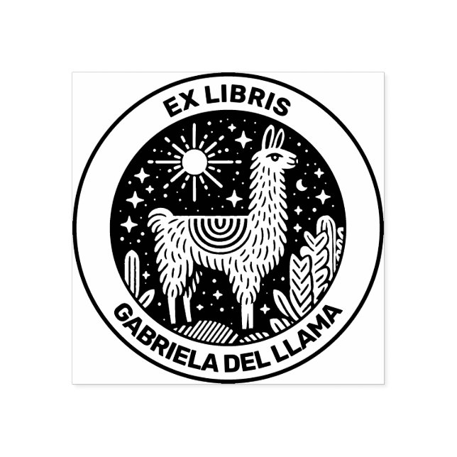 Carimbo De Borracha Ex-Libris - Llama (Impressão)