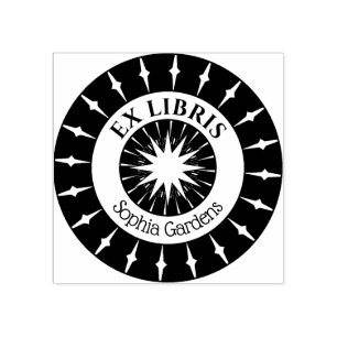 Carimbo De Borracha Ex-Libris Mystical Star Burst v4