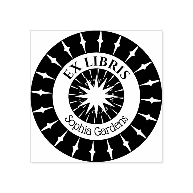 Carimbo De Borracha Ex-Libris Mystical Star Burst v4 (Impressão)