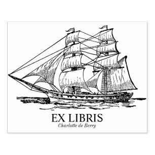 Carimbo De Borracha Ex Libris - Navio à vela (Brigada)