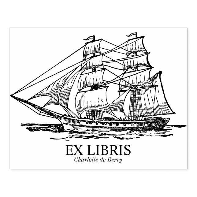 Carimbo De Borracha Ex Libris - Navio à vela (Brigada) (Impressão)