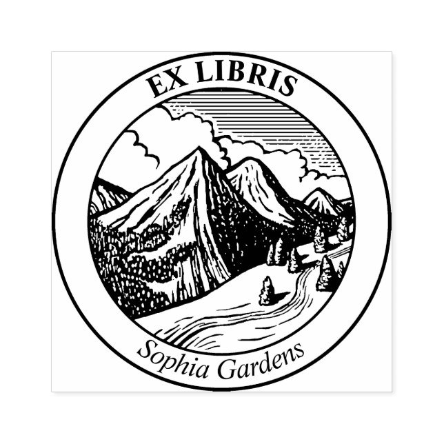 Carimbo De Borracha Ex Libris - Paisagem Alpina (Impressão)