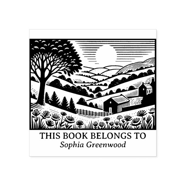 Carimbo De Borracha Ex Libris - Paisagem Rural 02 (Impressão)