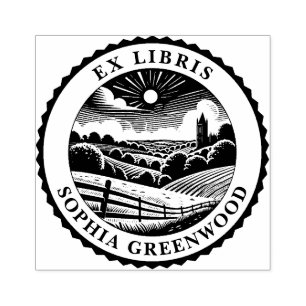Carimbo De Borracha Ex Libris - Paisagem Rural 03