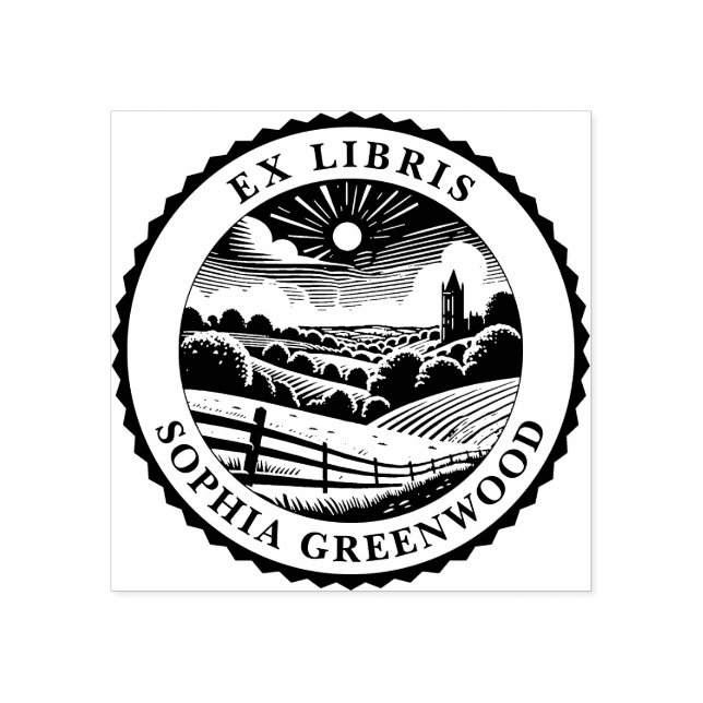 Carimbo De Borracha Ex Libris - Paisagem Rural 03 (Impressão)