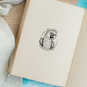 Carimbo De Borracha Ex-Libris Parrot Bird Personalizada, Biblioteca An