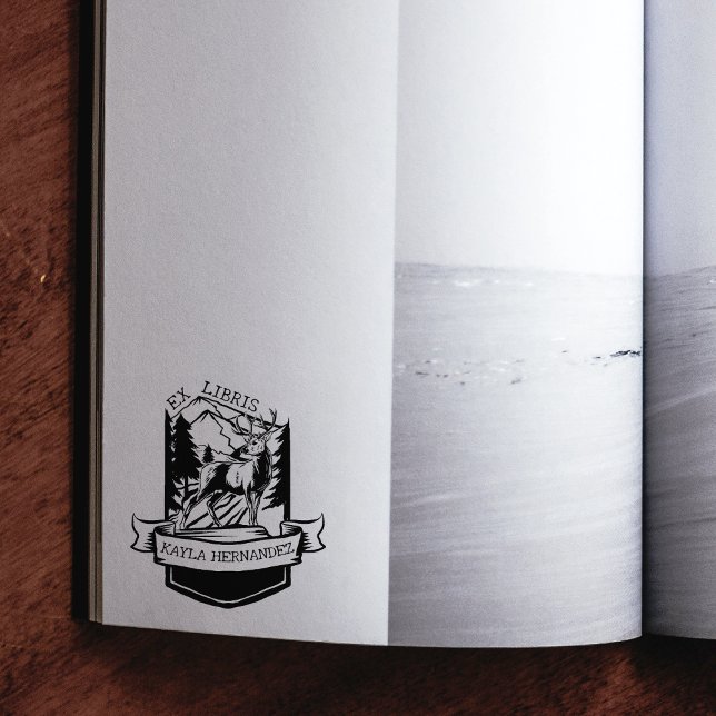 Carimbo De Borracha Ex-Libris Personalizado, Livro de Veados Florestai (Criador carregado)