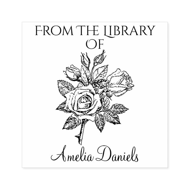 Carimbo De Borracha Ex-libris Rosa Vintage  (Impressão)