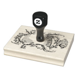 Carimbo De Borracha Ex Libris Scroll Arte de Linha Vintage
