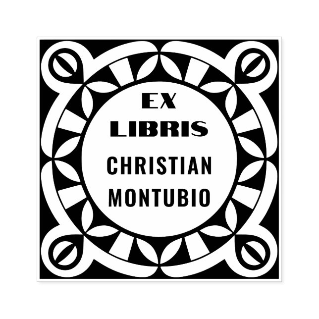 Carimbo De Borracha Ex Libris Wooden Art Stamp - Motif Geométrico (Impressão)