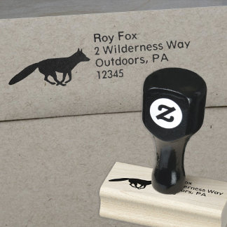Carimbo De Borracha Executando Fox Silhouette Wildlife Return Address