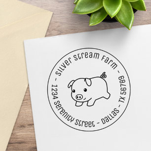 Carimbo De Borracha Executando o Piglet Pig Endereço Comercial 3