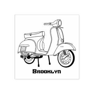 Carimbo De Borracha Exemplo de desenho animado de motocicleta em forma