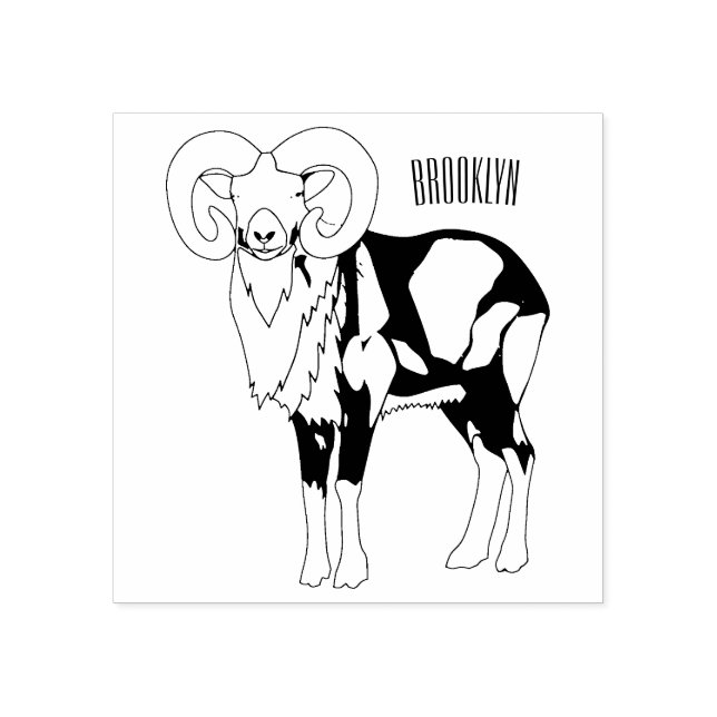 Carimbo De Borracha Exemplo de desenho animado de ovelhas Mouflon (Impressão)
