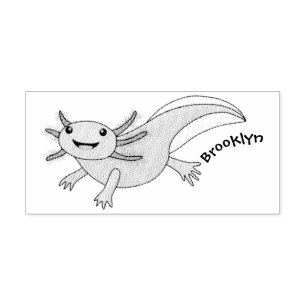 Carimbo De Borracha Exolotl branco rosa feliz