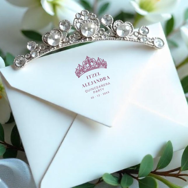 Carimbo De Borracha Exquisite Lys Flower Tiara Quinceañera Party  (Exquisite Lys Flower Quinceañera Tiara Party Rubber Stamp Design.)