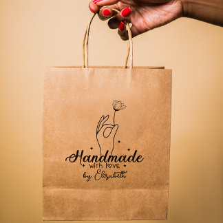 Carimbo De Borracha Fabricado à mão por (nome personalizado), Grande