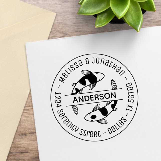 Carimbo De Borracha Família de Casais de Peixe Koi Japonês Endereço 4 (Criador carregado)