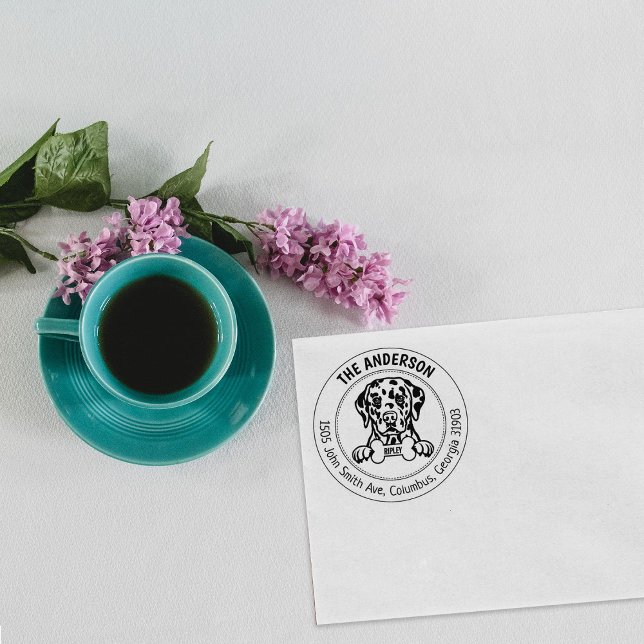 Carimbo De Borracha Família de Endereços de Retorno de Cães Dalmáticos (Criador carregado)