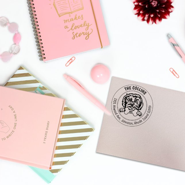 Carimbo De Borracha Família de Endereços de Retorno de Cão Maltês (Criador carregado)