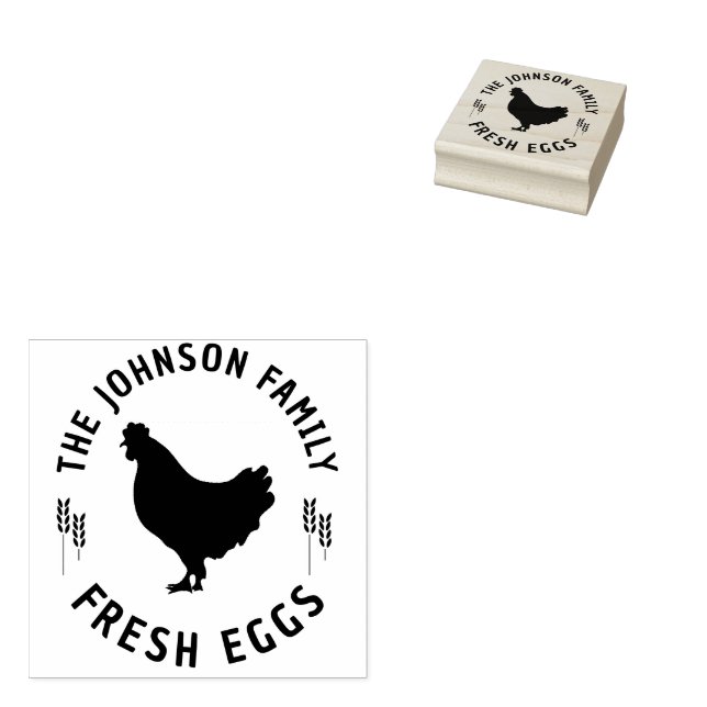 Carimbo De Borracha Família de Ovos Frescos Personalizados | Farmhouse (Carimbado)