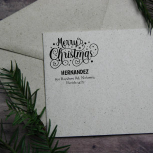 Carimbo De Borracha Família Feliz Natal (personalizada), Endereço,