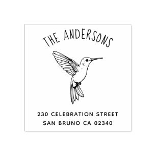 Carimbo De Borracha Família Hummingbird Endereço Delicado Doce