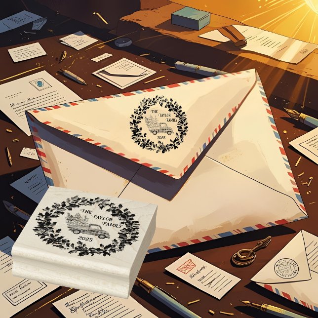 Carimbo De Borracha Farmhouse Russo - Caminhão Vermelho de Madeira em  (Criador carregado)